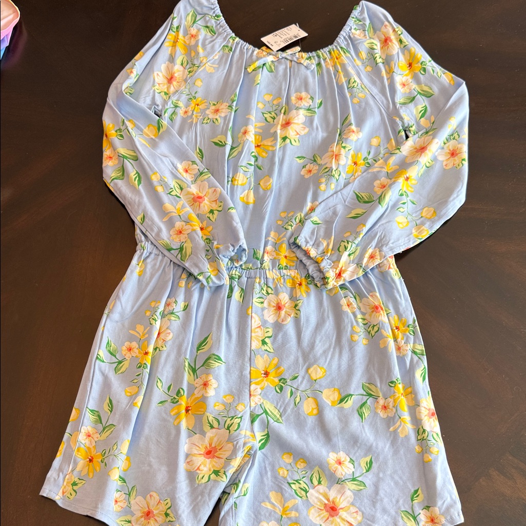 The Children's Place Light Blue Floral Romper